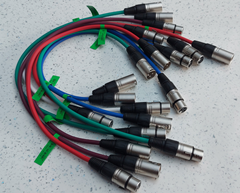 10 x XLR Patch Cables Two of Each Colour Red Green Blue Purple White